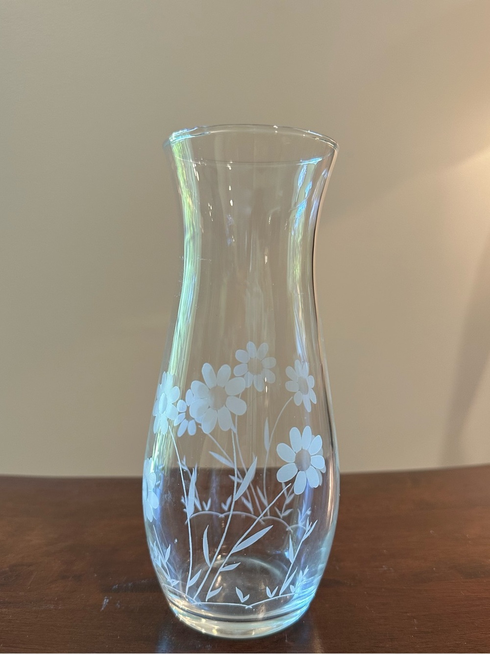 Small glass vase • etched flowers • vintage - Picture 4 of 5